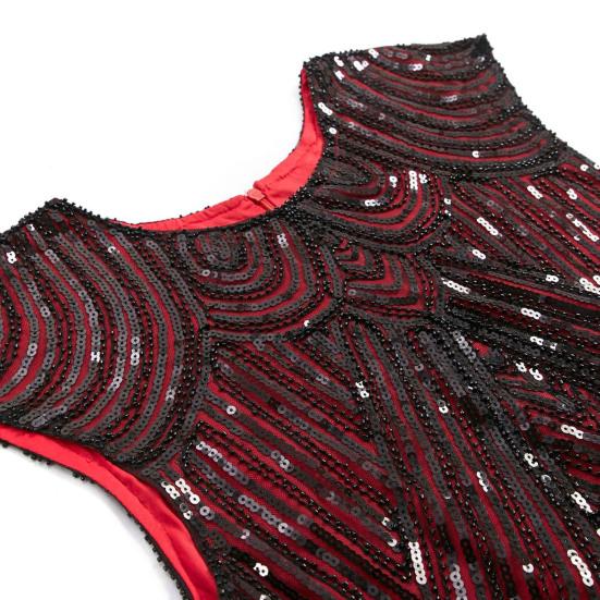 Женское платье с пайетками, винтажное вечернее платье для выпускного вечера без рукавов с круглым вырезом и застежкой-молнией сзади с бахромой по краю, облегающее женское платье