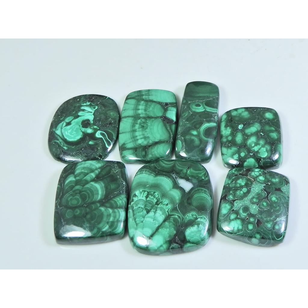195Cts.Natural Green Malachite Ring Size Octagon Cabochon Gemstone 07Pcs Lot C-260