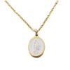 [R0204] - Designer Steel Necklace 'Virgin Mary' White Gold - 15x10 Mm