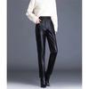 2022 New Fashion Slim Autumn Winter Warm Lady High Waist PU Velvet Loose Pencil Trousers Elegant Streetwear Women Leather Pants