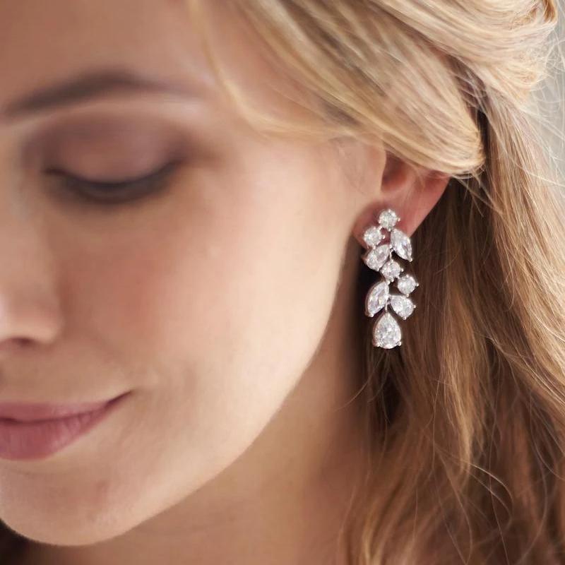 Серьги Huitan Geometric Cub Zirconia для женщин на свадьбу, цветные модные роскошные висячие серьги, темпераментные женские ювелирные изделия