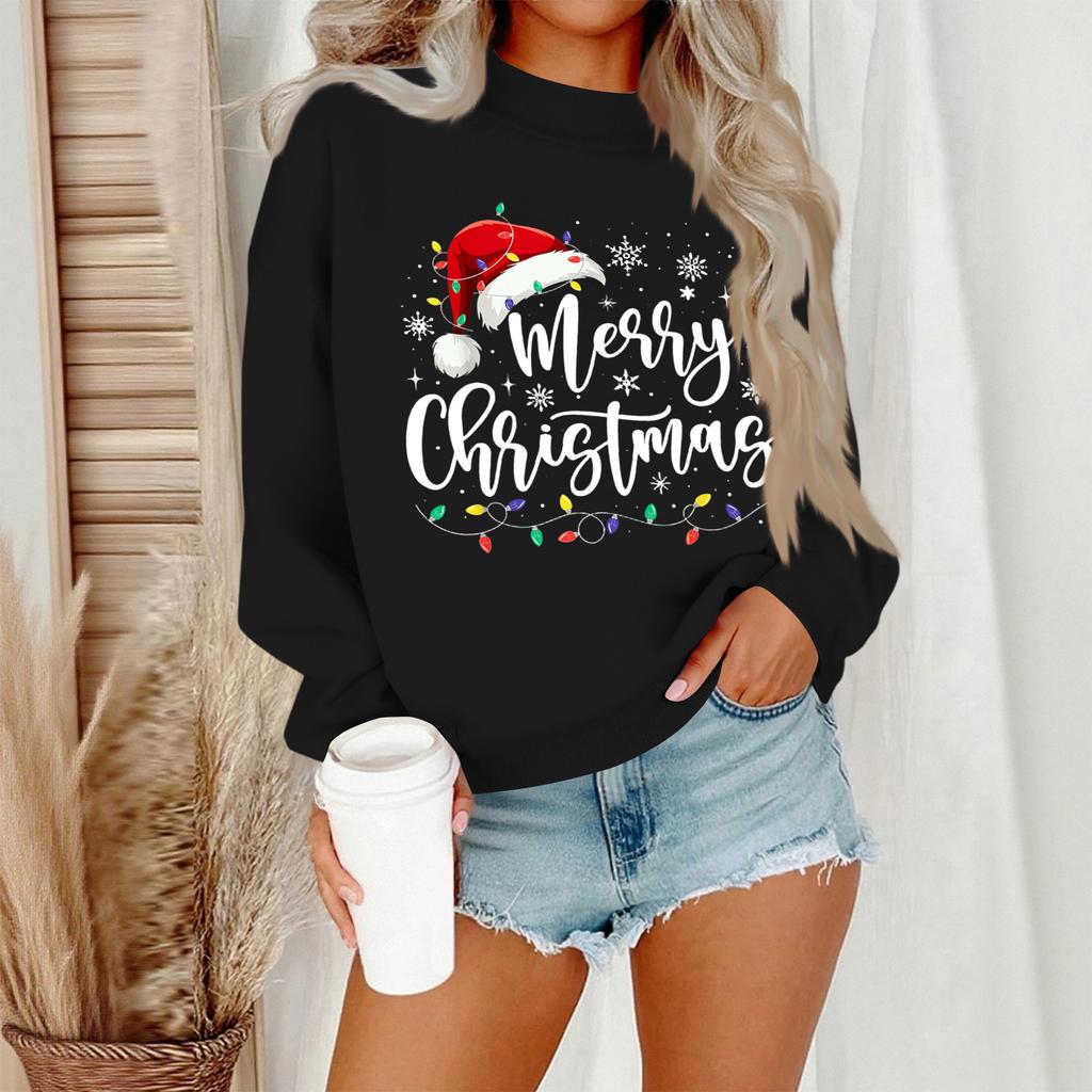 Women's Casual Fashion Round Neck Long Sleeve Christmas Printed Sweatshirt