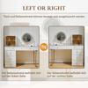 Vanity Desk Dressing Table Set with LED Mirror 5 Drawers Transparent Tempered Glass Large Top Side And Cabinet Elegant Furniture White Furniture