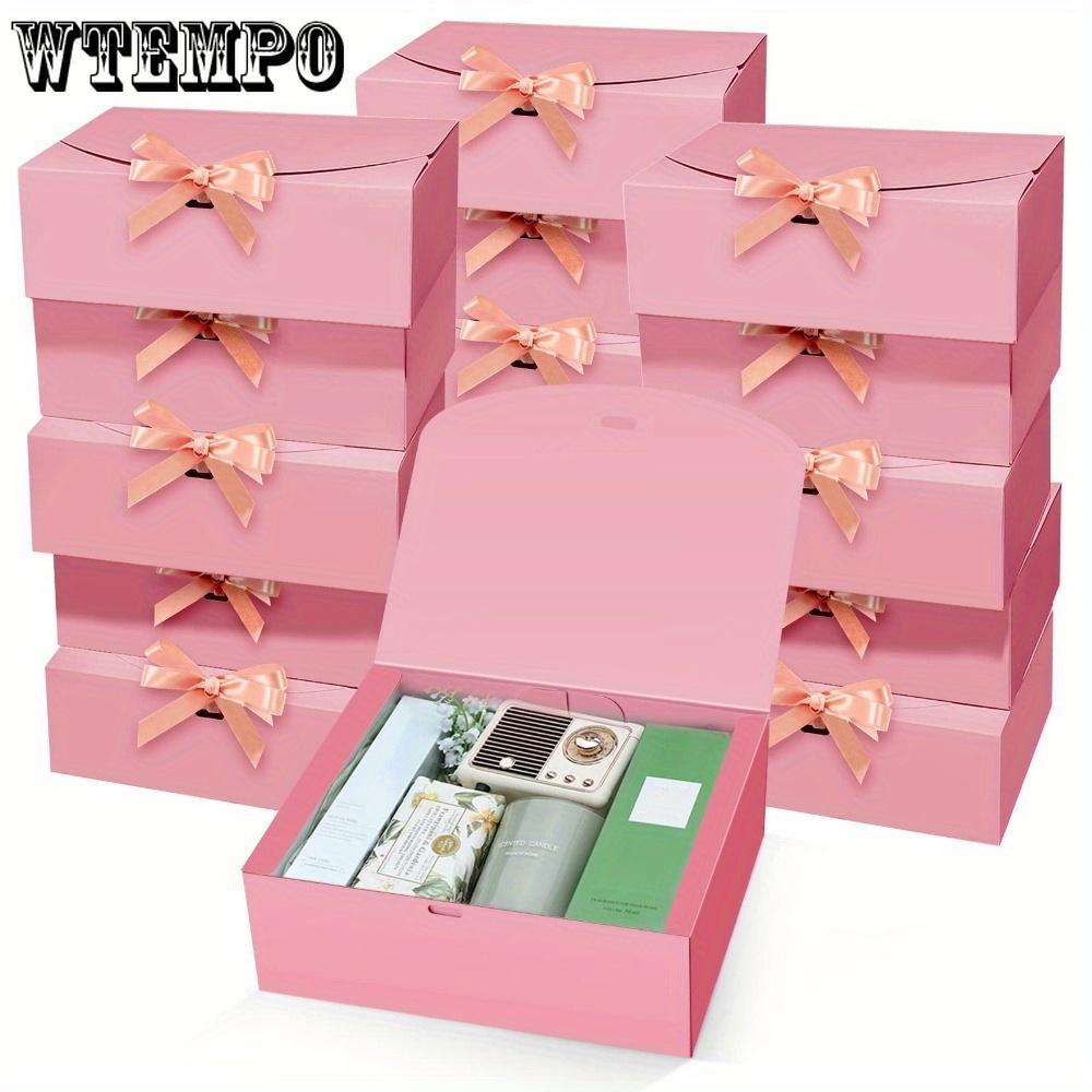 8 шт. розовых подарочных коробок из крафт-бумаги с крышками, большие коробки для предложений руки и сердца подружкам невесты и свадебных сувениров с лентой, идеально подходят для дней рождения, рождественских вечеринок