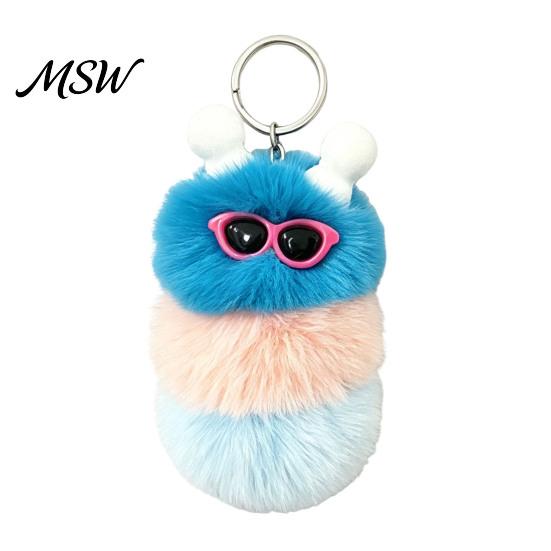 Backpack Decorative Accessory Plush Sunglasses Caterpillar Keychain, Soft Purse Stuffed Keyring Bag Charm, Colorful Pendant Decor