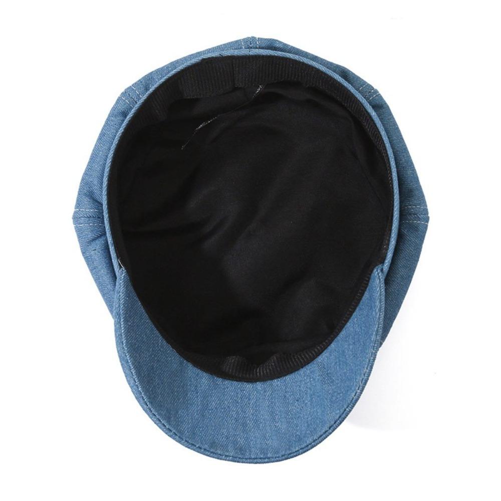 Vintage Women Denim Beret Versatile Newsboy Cap Casual Octagonal Caps Unisex