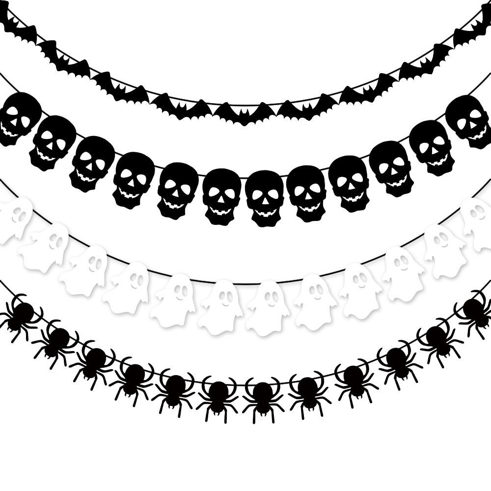 Spider Halloween Skeleton Paper Banners Set Party Scene Decor Event Displays