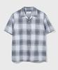 KIIMUIR Linen Check Western Line Short Sleeve Shirt_Blue