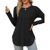 GMXIA Autumn Women's Solid Color Long Sleeve Top Round Neck Loose Casual Base Shirt