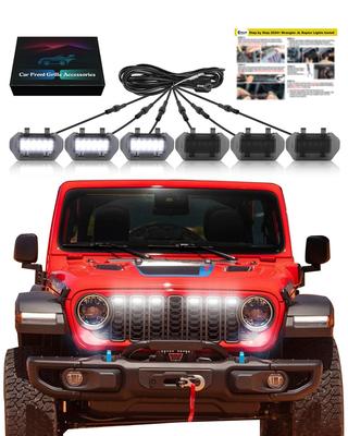 Белые светодиодные огни решетки радиатора для Jeep Wrangler JL, отделка передней решетки Wrangler JL 2024-2025, Аксессуары,
