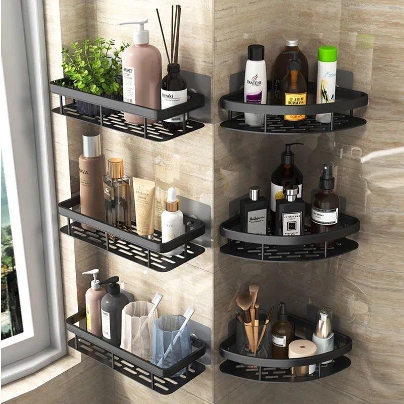 Bathroom Organizer Rack Punch-free Wall Mounted Triangle Storage Rack Corner Shelf Wall Soap Holder