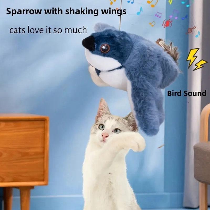 Интерактивные игрушки для кошек, перезаряжаемая летающая птица, крыса, кошка, игрушка, щебечущая, хлопающая птичка, можно добавить кошачью мяту, активируемая прикосновением, плюшевая игрушка
