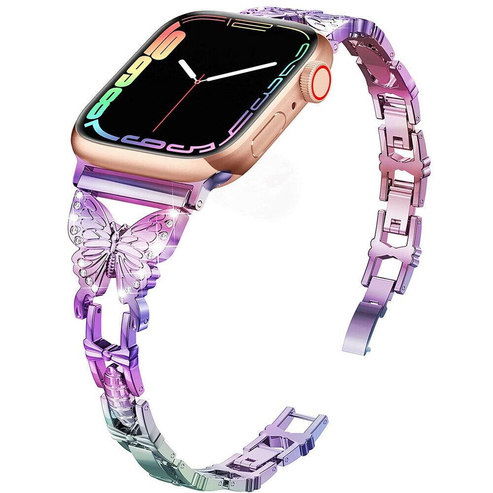 Металлический ремешок с бриллиантами для Apple Watch Ultra 49 мм, ремешок Correa 38/40 мм, 42 мм, 44 мм, браслет Iwatch серии 8, 7, 6 SE, 5, 4, 41 мм, 45 мм, женский браслет