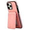For iPhone 15 Pro Max Case Card Holder Kickstand Leather+TPU Phone Cover with Shoulder Strap