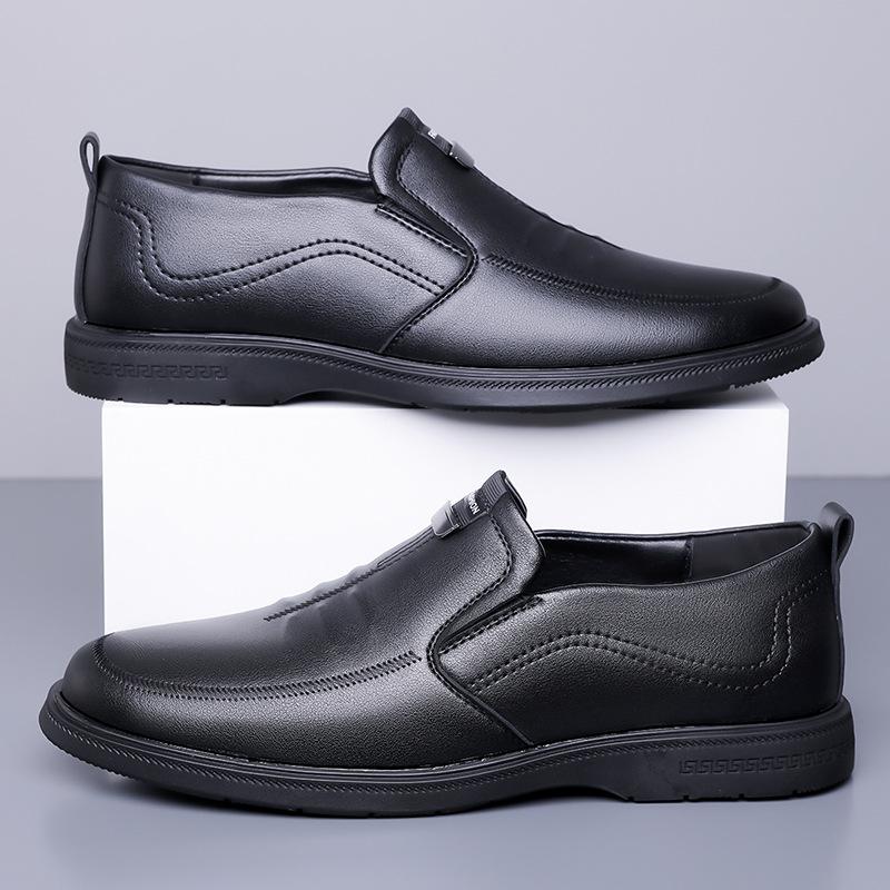 Модные мужские туфли весна-осень черного цвета, повседневные туфли из коровьей кожи для мужчин, однотонные мужские туфли