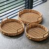 Поднос из ротанга круглый плетеная корзина для подачи хлеба переносной сервировочный поднос с ручками ручной работы ротанг круглая форма для ресторанов