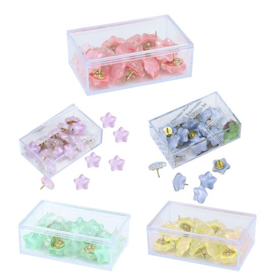 20 шт. Звездные блестящие кнопки-кнопки с коробкой для хранения, блестящие кнопки для доски объявлений, пробковой доски, фотостены для офиса или дома