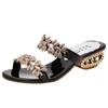 Summer New Fashion Ladies Non-Slip Mid-Heel Rhinestone Slippers Sandals