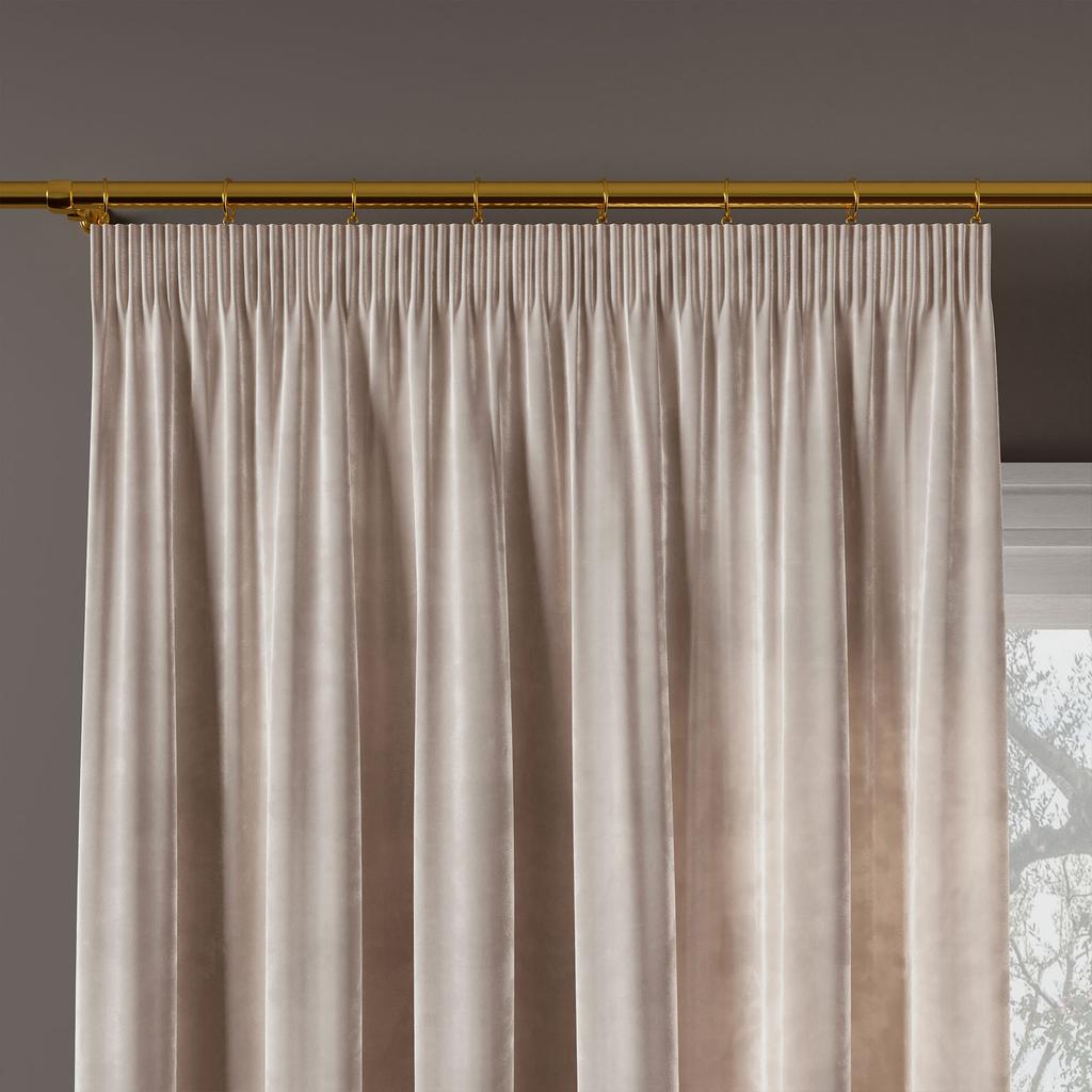 Velvi Ready-Made Curtain with Pleating Tape Velveteen Light Gray Smooth