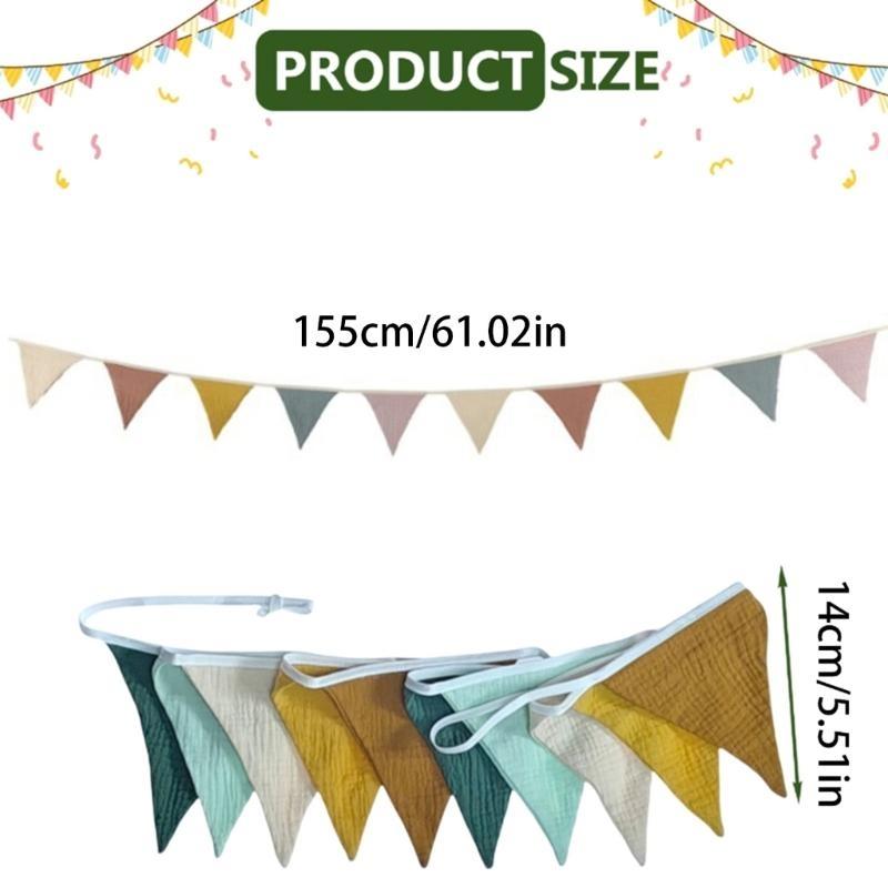 652F Cotton Pennant Bunting Flags Garlands Hanging Nursery Decors for Baby Shower