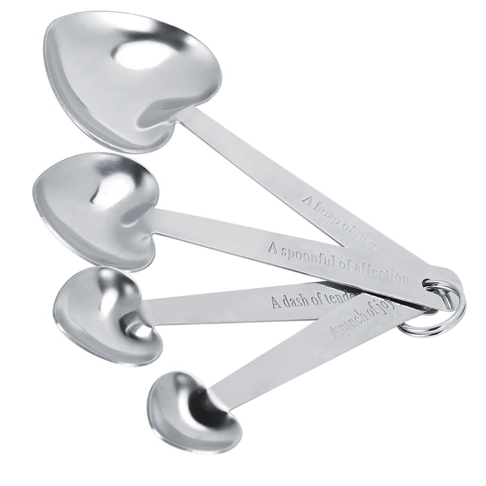Мерные ложки из нержавеющей стали в форме сердца, совок, инструмент для выпечки, кухонная утварь