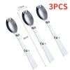 3PCS 304 Stainless Steel Folding Spoon Creative Gift Tableware Outdoor Portable Three Fold Spoon Fork Travel Folding Spoon