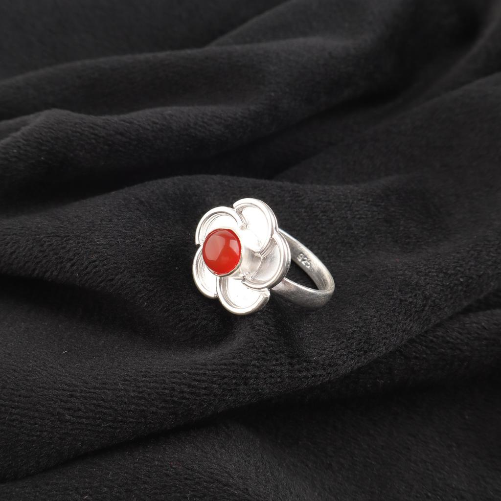 Carnelian Gemstone Jewelry, 925 Solid Sterling Silver Ring, Handmade Dazzling Silver Ring Jewelry For Thanksgiving Gift