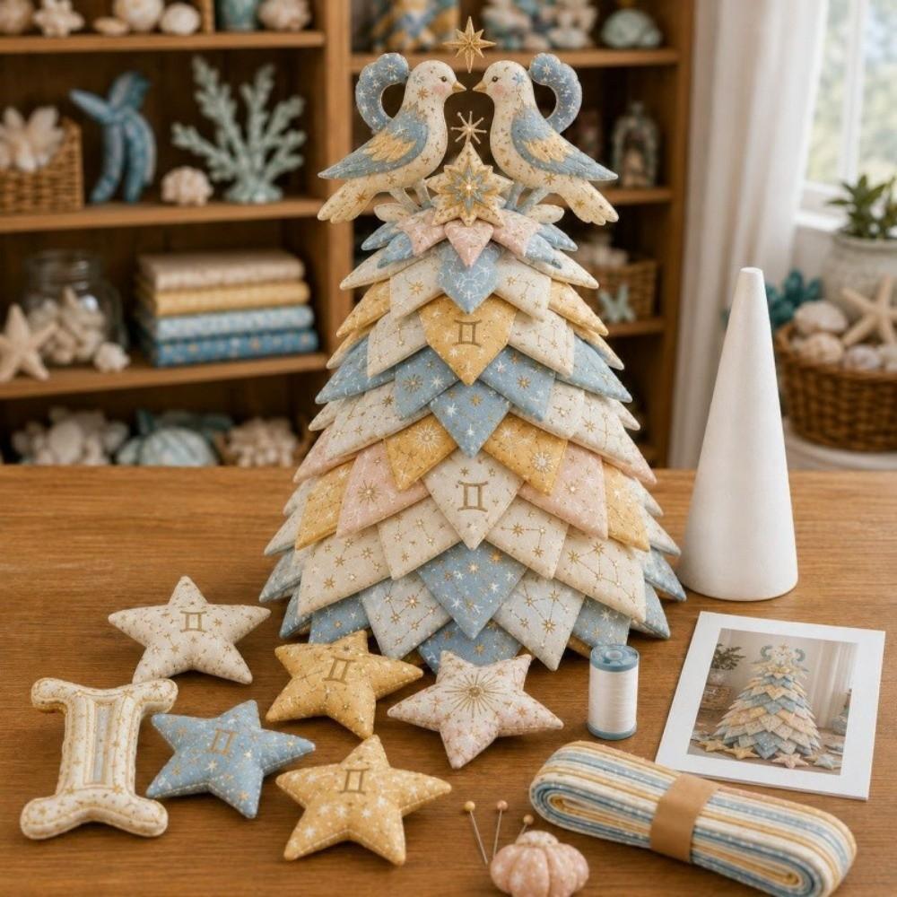 Decorative Quilted Zodiac Fabric Tree Kit Handmade Fabric Tree Sewing Kit Zodiac Sign Decor