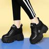 Spring Autumn Thick Bottom Dad Shoes Woman White Black Chunky Sneakers Women  PU Leather Platform Sneakers Ladies