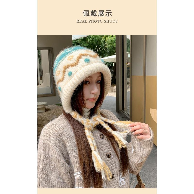 Women S Fair Isle Knit Hat Thick Warm Ear Protection Beanie Casual Fit