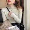 Zhongling Women's Half-High Neck Knitted Sweater, 2025 Fashionable Slim Fit, Long Sleeve for Autumn and Winter