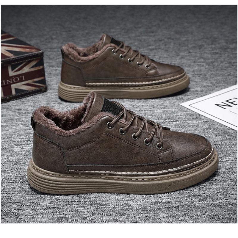 Winter Mens High Top Fleece Lined Casual Shoes Non Slip Durable