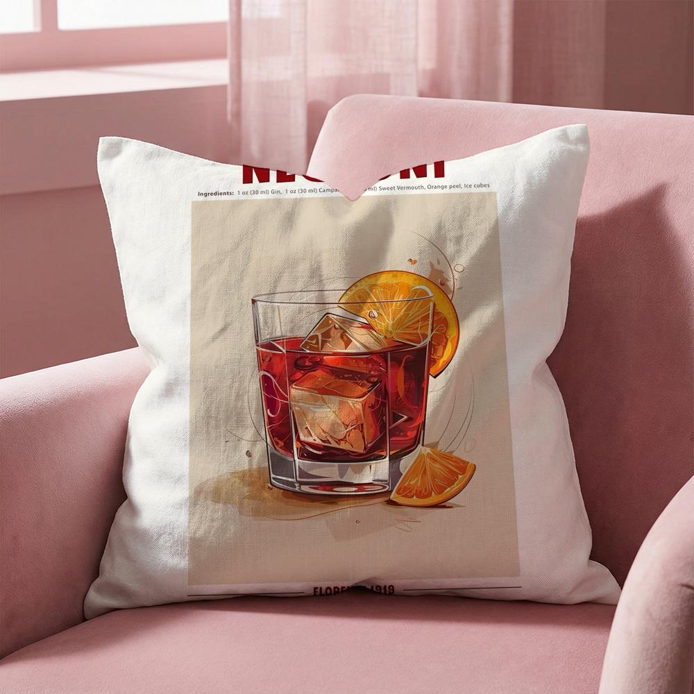 Negroni Cocktail Cushion Cover Multi-Scene Pillow Cover for Home & Car - Reversible, Soft & Durable for Daily Use