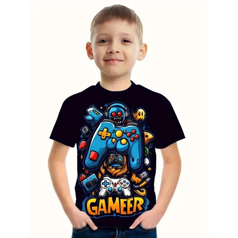 Детская футболка с 3D-принтом, футболка с короткими рукавами для мальчиков, детская летняя одежда с рисунком аниме, футболка с круглым вырезом