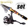 1.8- 3.0m Fishing Rod and 14BB Metal Fishing Reel Set - Telescopic Fishing Rod Reel Combo De Pesca