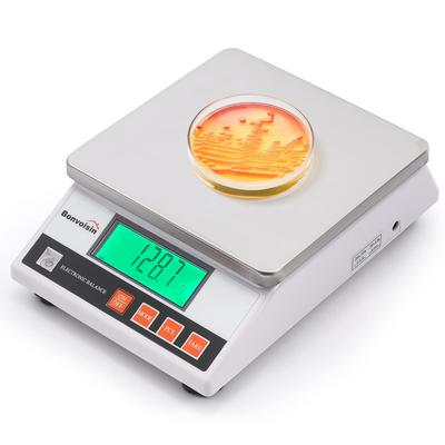 Цифровые весы Bonvoisin 10 кг, чаша для взвешивания 178 x 178 мм, электронные весы, электронные весы для школьного ювелирного магазина, работающие от батареек, совместимые с кабелем