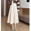 Женская милая трикотажная миди-юбка, уменьшающая возраст, с высокой талией, облегающая, расклешенная, А-силуэта, юбка-зонт, плиссированная, шерстяная