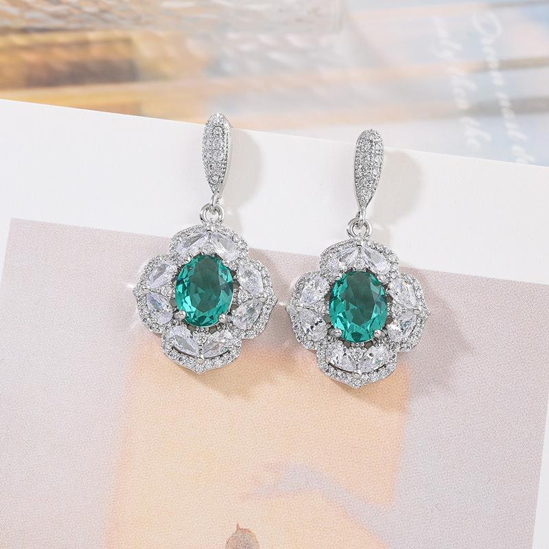 Light Luxury Fashion Temperament Full Diamond Earrings 925 Silver Needle Earrings Inlaid With Zircon Earrings, Multi-Color