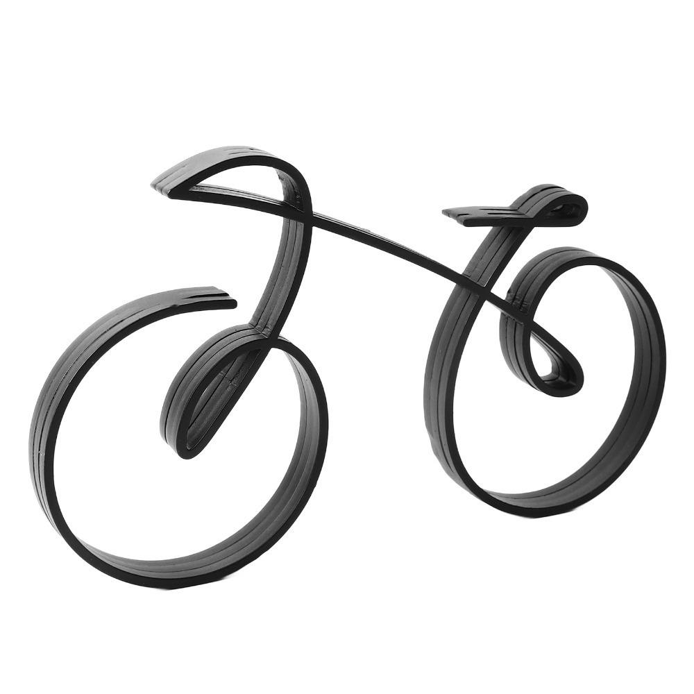 Black Wireframe Bike Metal Sculpture Iron Cycling Themed Desktop Decor Living Room Shelf Ornament