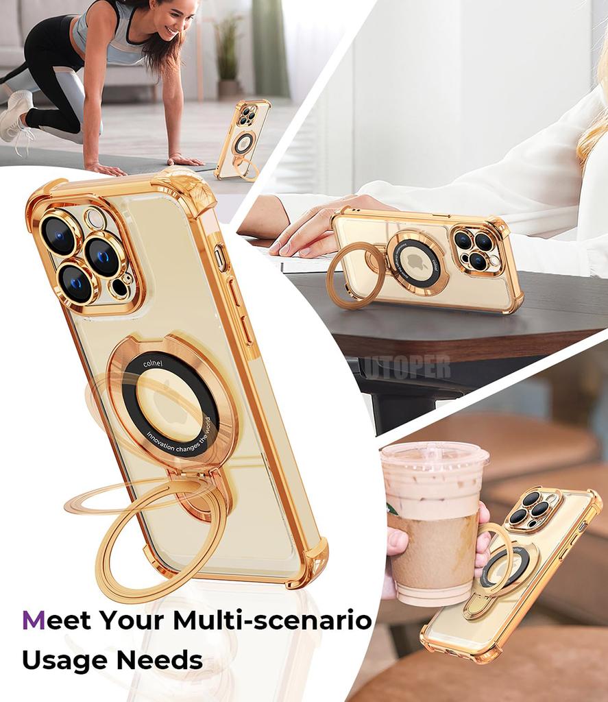 Новый прочный магнитный держатель-кольцо Magsafe для iPhone 16 15 14 13 11 12 Pro Max Plus, противоударный, тонкий, с гальваническим покрытием, прозрачный чехол