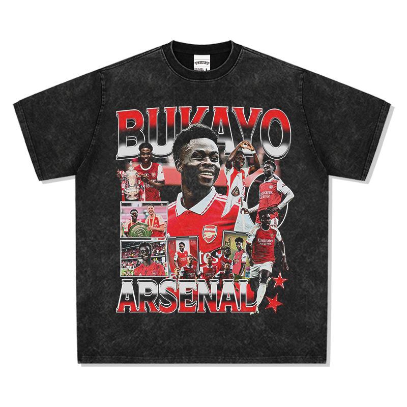 Hooded Sweater Abukayosak T-Shirt Heavy Vintage Bukayo Crew Neck Saka Print Short Sleeve