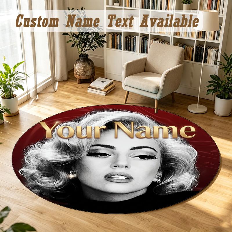 Round Rug Custom NameLady Gaga Pattern Non Slip Carpet Home Floor Decor