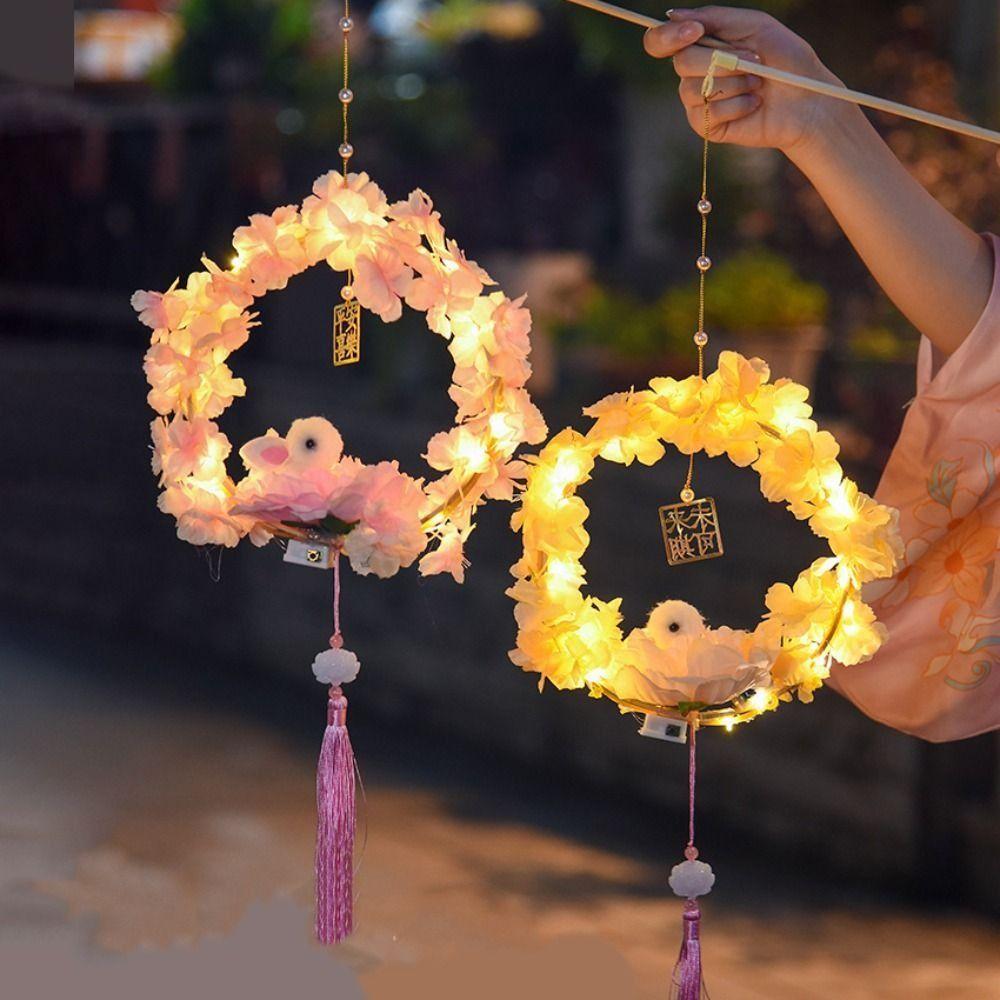 Cartoon Mid-Autumn Festival Lantern PVC Lotus Lantern Lantern DIY Material Package Hanfu Hanging