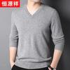 Hengyuanxiang Men's Thickened Pure Cashmere V-Neck Sweater
