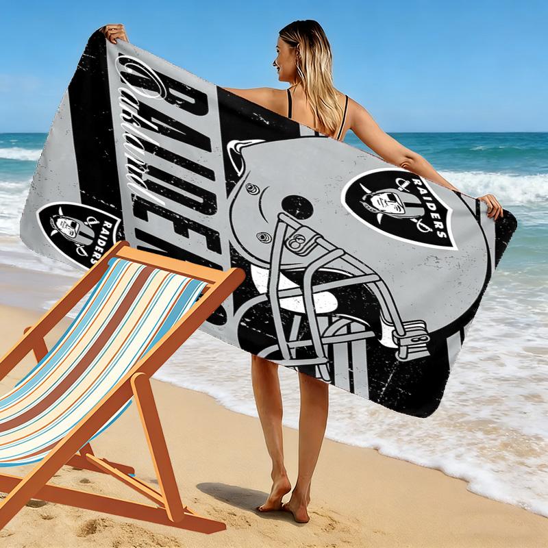 Oakland Raiders Print Beach Towel, Large Soft Quick Dry Towel for Beach Camping Swimming