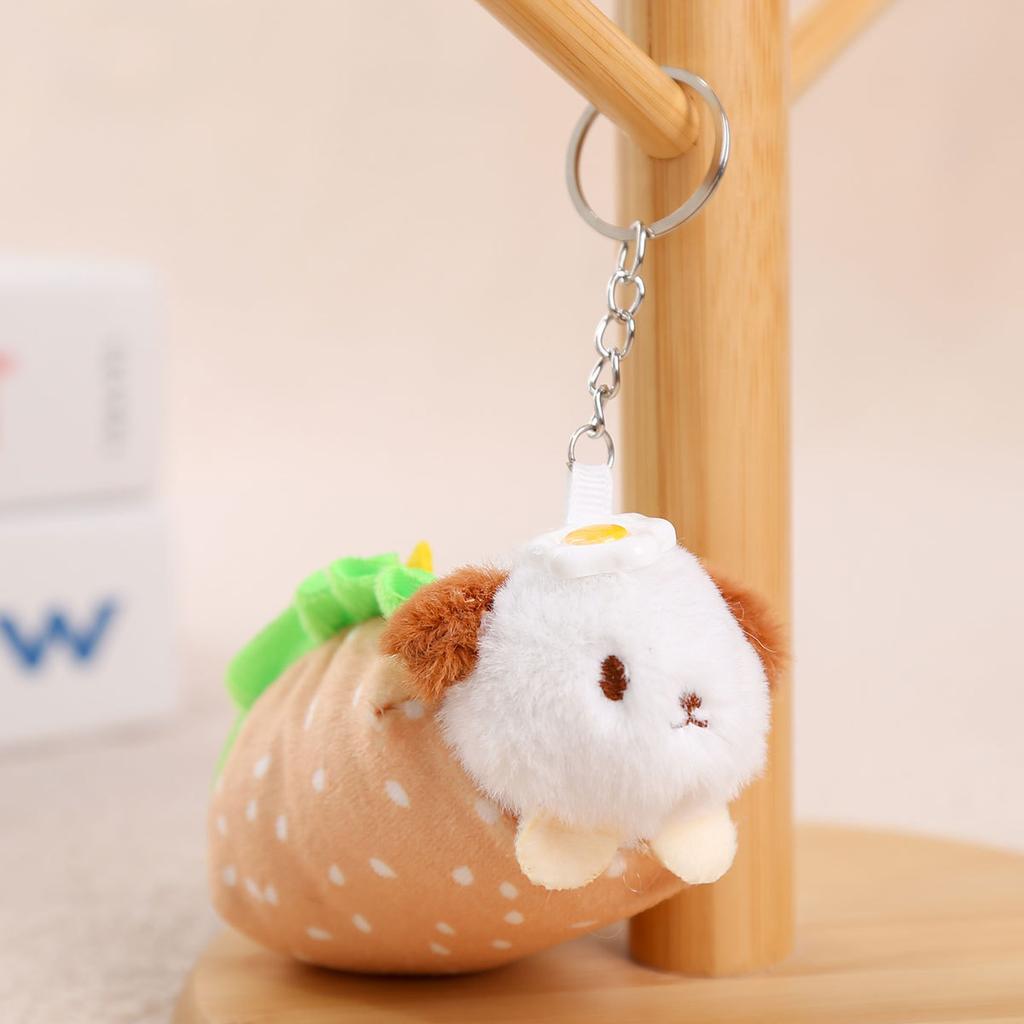 Cute creative poached egg hot dog doll pendant plush doll small pendant burger dog plush toy doll