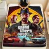 1 шт. Фланелевое одеяло с принтом Grand Theft Auto, Высокое качество, Для всех сезонов, Декор для дома, Тепло и уют, Идеально для рождественских подарков