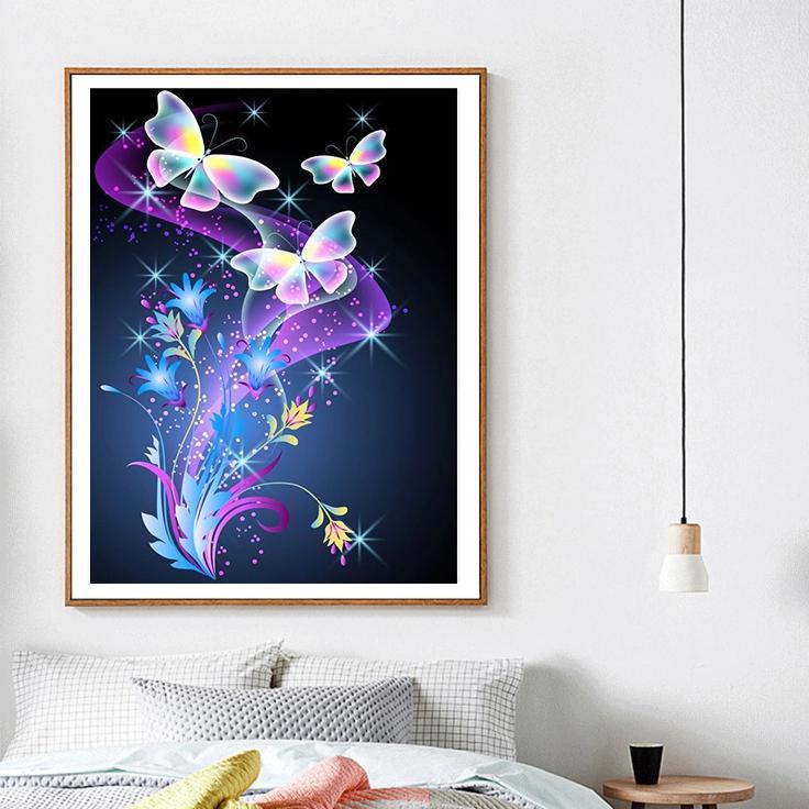 Huacan Полный круглый дрель 5D DIY Алмазная картина Бабочка Алмазная вышивка Крестиком Мозаика Домашний декор