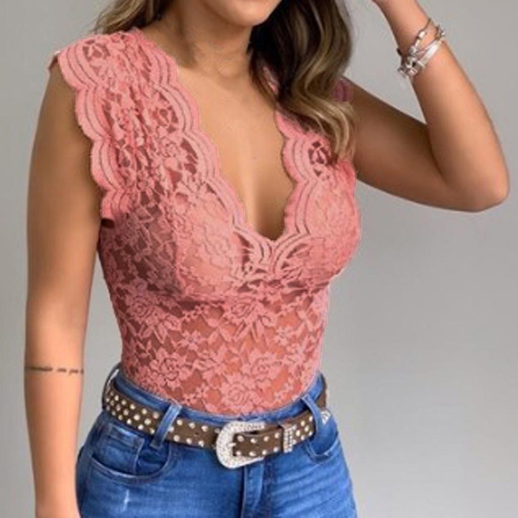 Женская повседневная сексуальная тонкая однотонная кружевная майка с v-образным вырезом, женское сексуальное кружевное эротическое белье