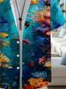 Men'S Casual Shirt with Tropical-Style Underwater World Print - Short-Sleeved Button Design, Bright Colors, Suitable for Outdoor And Casual Wear in